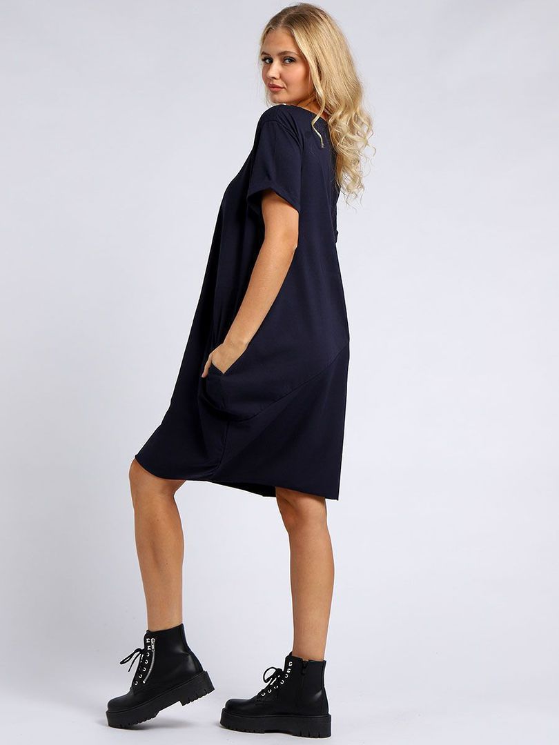 Sasha Cotton Dress Short Sleeve - Navy image 1